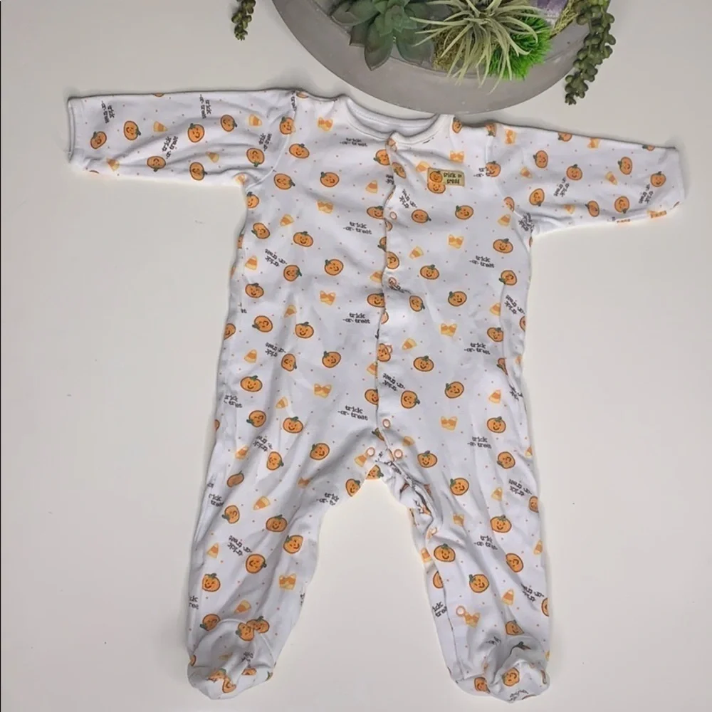 Little Me Trick or Treat Pumpkin Footed pajamas